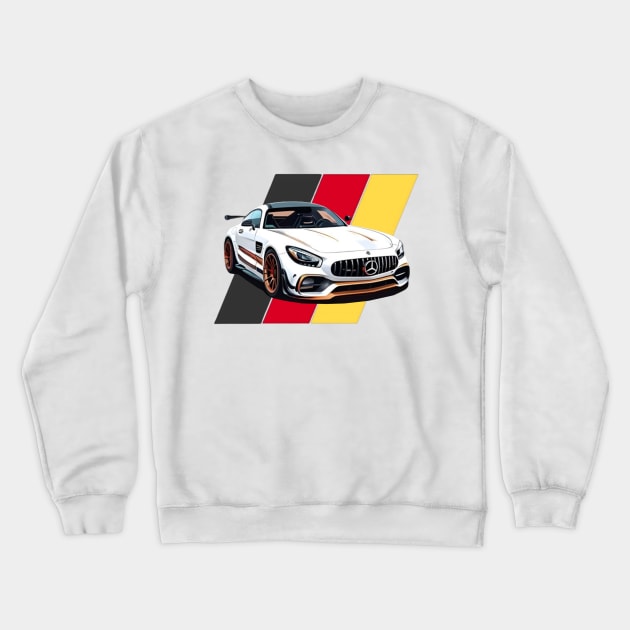 Mercedes amg with germany flag victor art Crewneck Sweatshirt by Auto-apparel